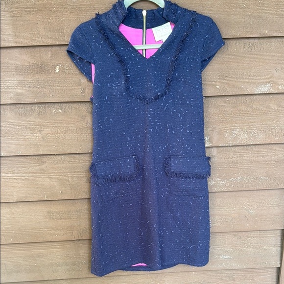 Sail to Sable Navy Blue Textured Sheath Dress size 4 - Picture 1 of 5